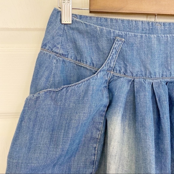 Lark & Wolff Chambray Denim Mini Skirt w/ Pockets - Picture 3 of 7